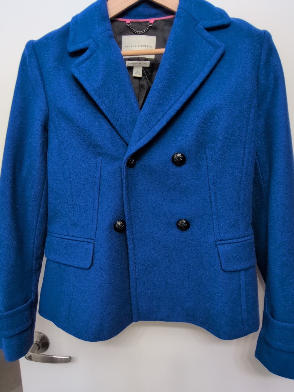 Banana Republic Cobalt Blue Double-Breasted Wool Peacoat
